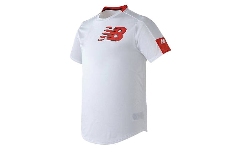 New Balance New Balance T Shirts Men's White Crew Neck Moderate Straight Fit