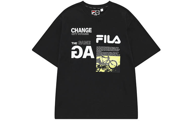 FILA FUSION Drop Shoulder Sleeve T Shirt Men's Pitch Black