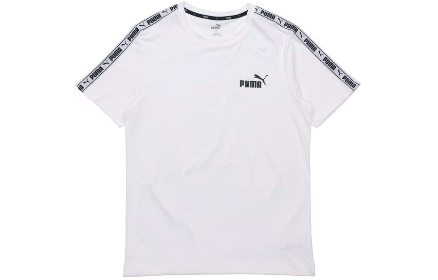 PUMA PUMA T Shirts Men's White Crew Neck Moderate