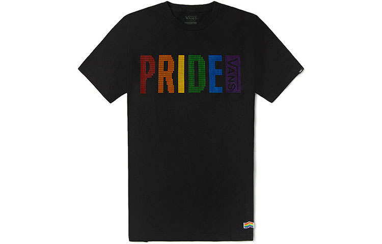 Vans X PRIDE T Shirts Unisex Black Crew Neck Moderate Straight Fit