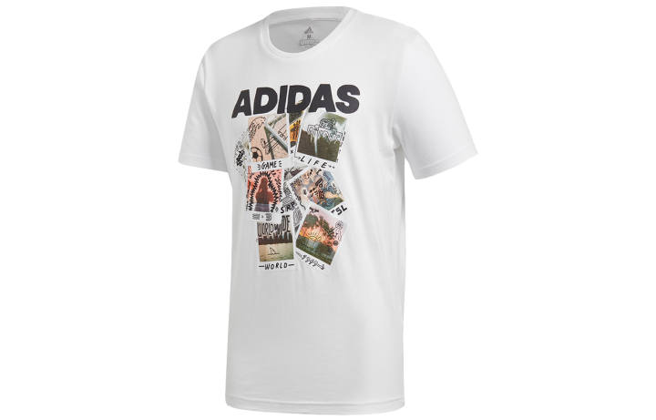 Adidas Adidas T Shirts Men's White Crew Neck Moderate Straight Fit