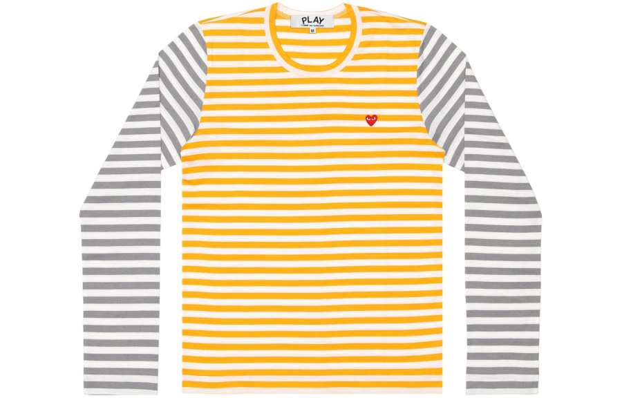 CDG Play T Shirts Men's Yellow Crew Neck Moderate