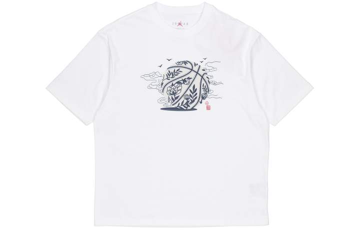 Jordan Jordan T Shirts Men's White Crew Neck Moderate Straight Fit