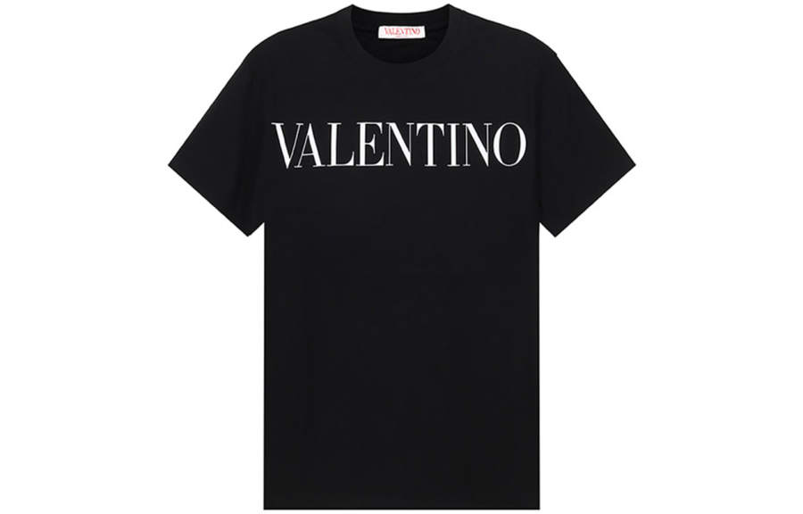 Valentino T Shirts Men's Black Crew Neck Straight Fit