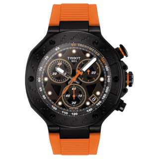TISSOT Quartz Movement Men's Watches Watch 45mm Black Dial Stainless Steel PVD Coating Watch Case Silicone Strap