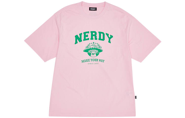 Nerdy T Shirts Unisex Pink Crew Neck Moderate Straight Fit