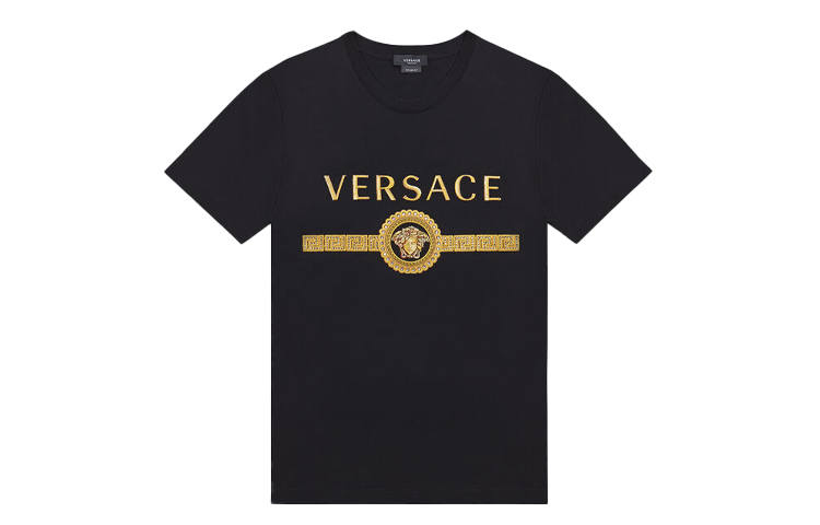 VERSACE Embroidered Medusa Logo T Shirt