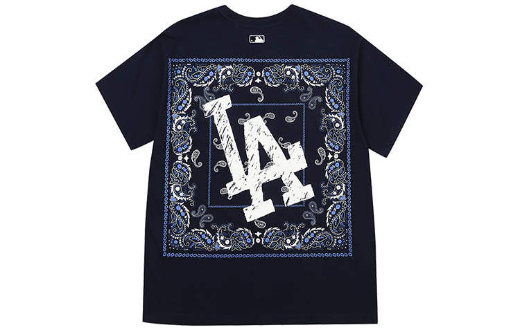 MLB MLB Base Logo T Shirts Unisex Navy Blue Crew Neck Moderate Straight Fit