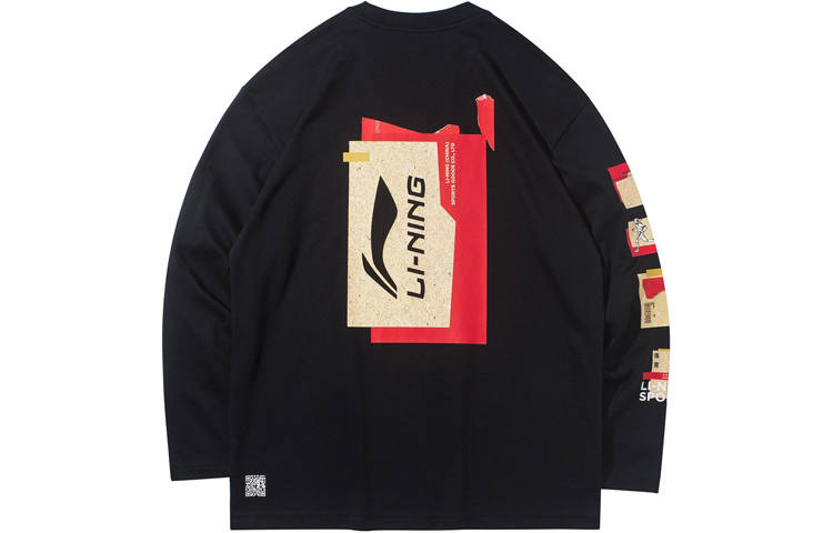 Li-Ning Li Ning Sports Basketball Collection T Shirts Unisex Black Crew Neck Moderate Straight Fit