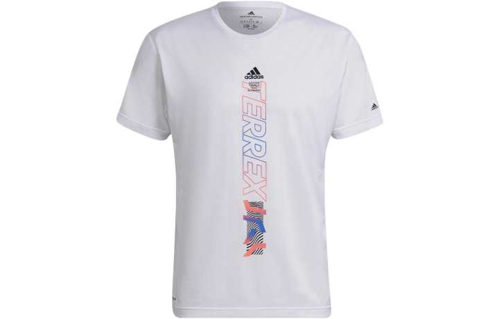Adidas Adidas T Shirts Men's White Crew Neck Moderate Straight Fit