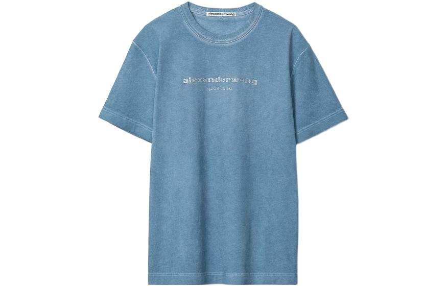 Alexander Wang T Shirts Unisex Blue Pearl Crew Neck Moderate Straight Fit