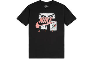 Nike T Shirts Men's Black Crew Neck Moderate Straight Fit