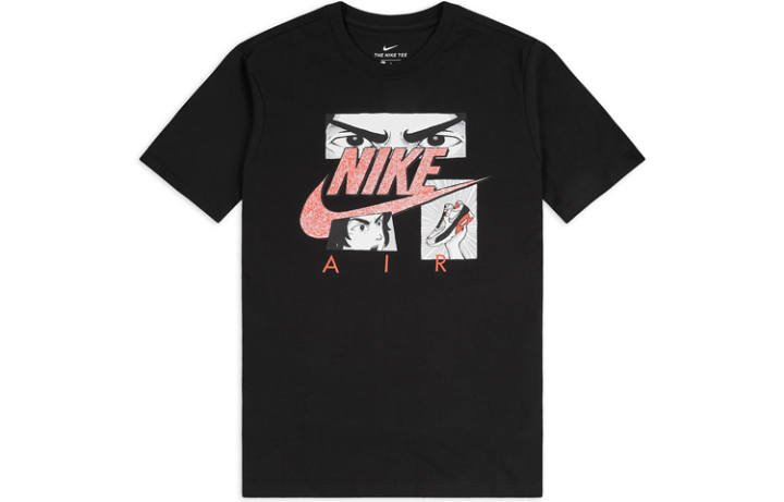 Nike Nike T Shirts Men's Black Crew Neck Moderate Straight Fit