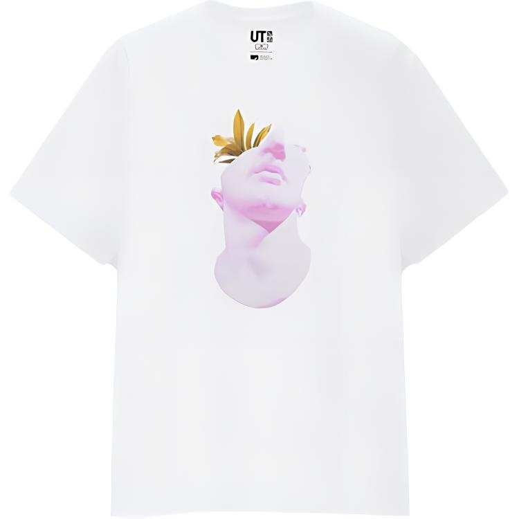 UNIQLO T Shirts Unisex White Crew Neck Moderate Straight Fit