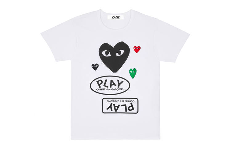 CDG Play Multi Logo Black Heart T-shirt White