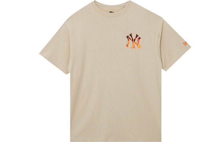 New Era T Shirts Unisex Khaki Crew Neck Moderate Straight Fit