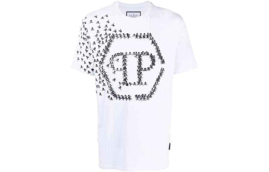 PHILIPP PLEIN Skull Bones Logo Printed Crewneck T Shirt