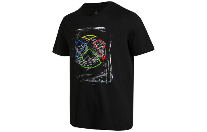 Adidas Adidas T Shirts Men's Black Crew Neck Moderate Straight Fit