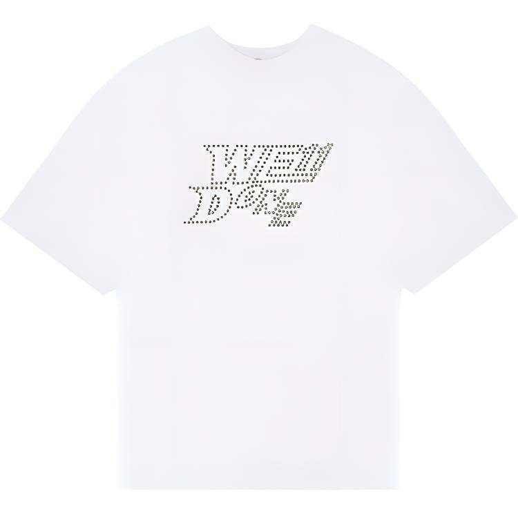 WE11DONE T Shirts Unisex White Crew Neck Moderate Straight Fit