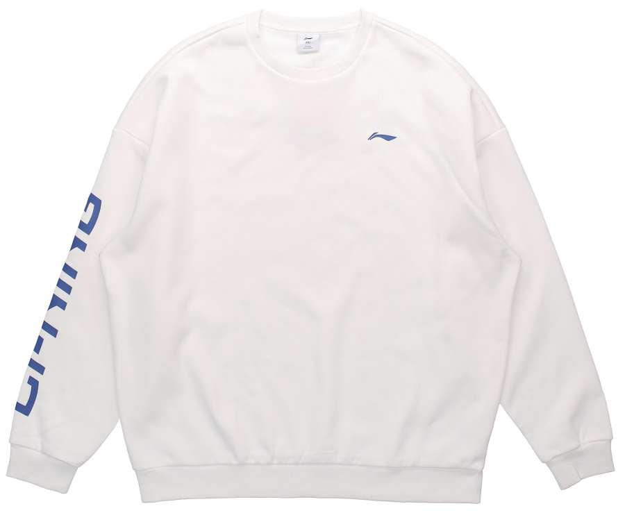 Li-Ning Li Ning T Shirts Men's White Crew Neck Thickened Straight Fit