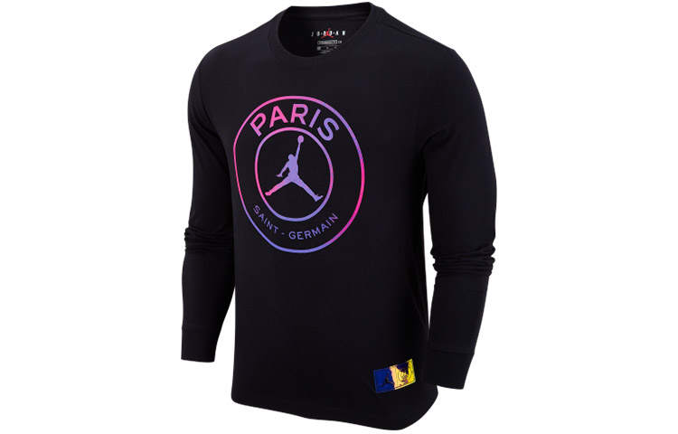Jordan Jordan PSG T Shirts Men's Black Crew Neck Moderate Straight Fit