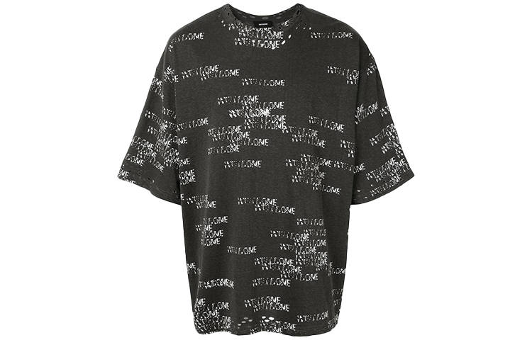 WE11DONE T Shirts Unisex Charcoal Gray Crew Neck Moderate Straight Fit