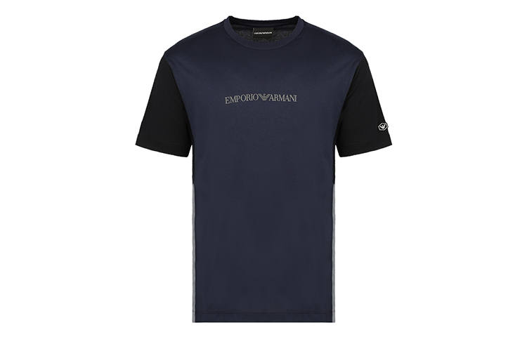 EMPORIO ARMANI T Shirts Men's Navy Blue Crew Neck Moderate Straight Fit