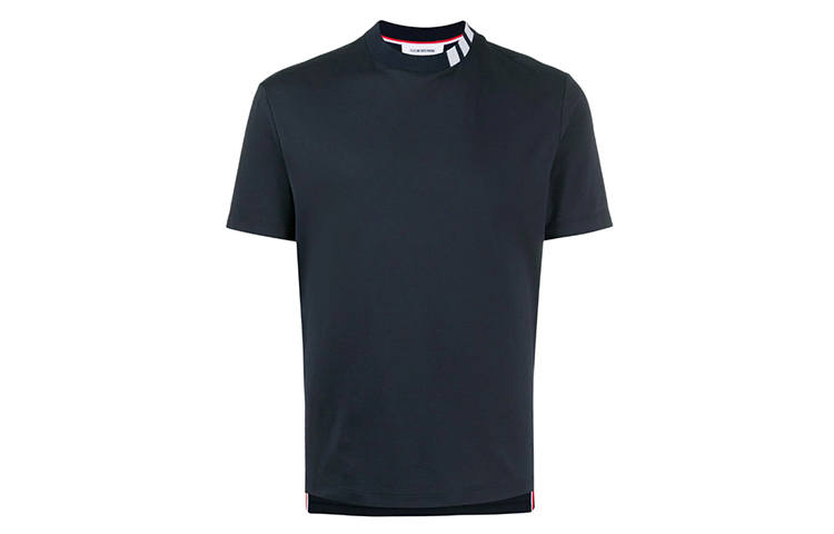 THOM BROWNE T Shirts Men's Blue Crew Neck Moderate Straight Fit
