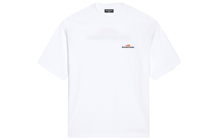 Balenciaga T Shirts Men's White Crew Neck Moderate Straight Fit