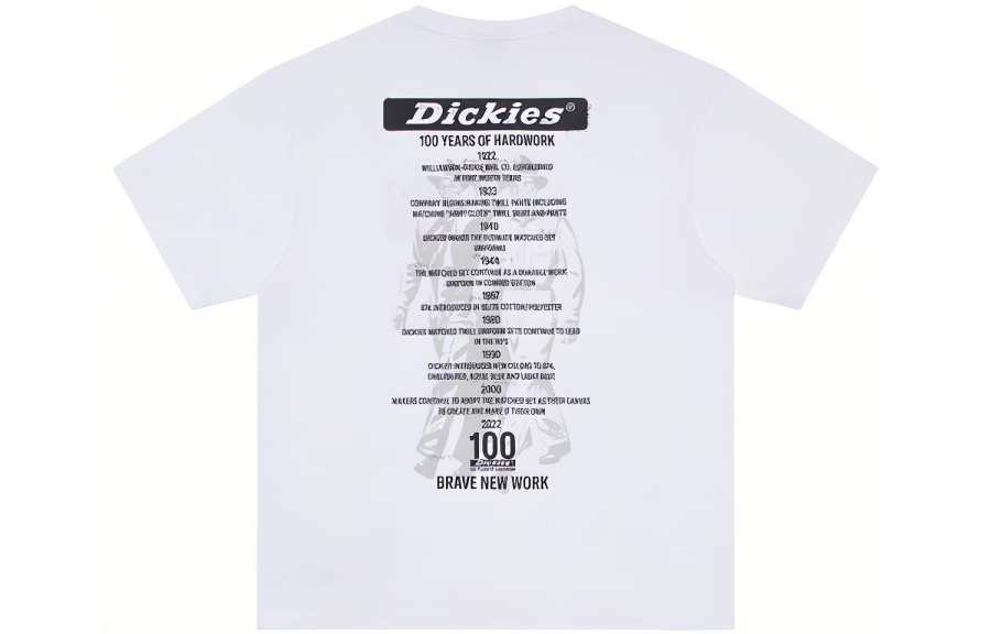 Dickies T Shirts Unisex White Crew Neck Moderate Straight Fit