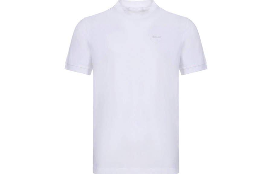 PRADA PRADA T Shirts Men's White Crew Neck Moderate Straight Fit