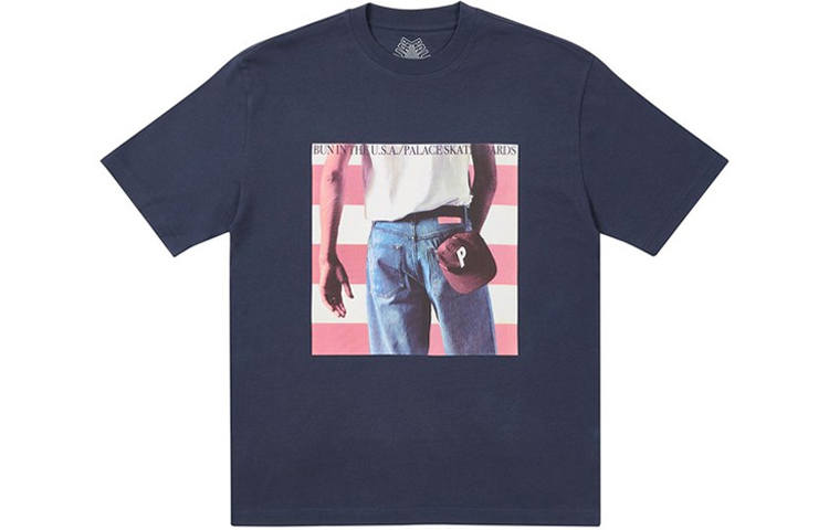 PALACE T Shirts Unisex Dark Blue Crew Neck Moderate