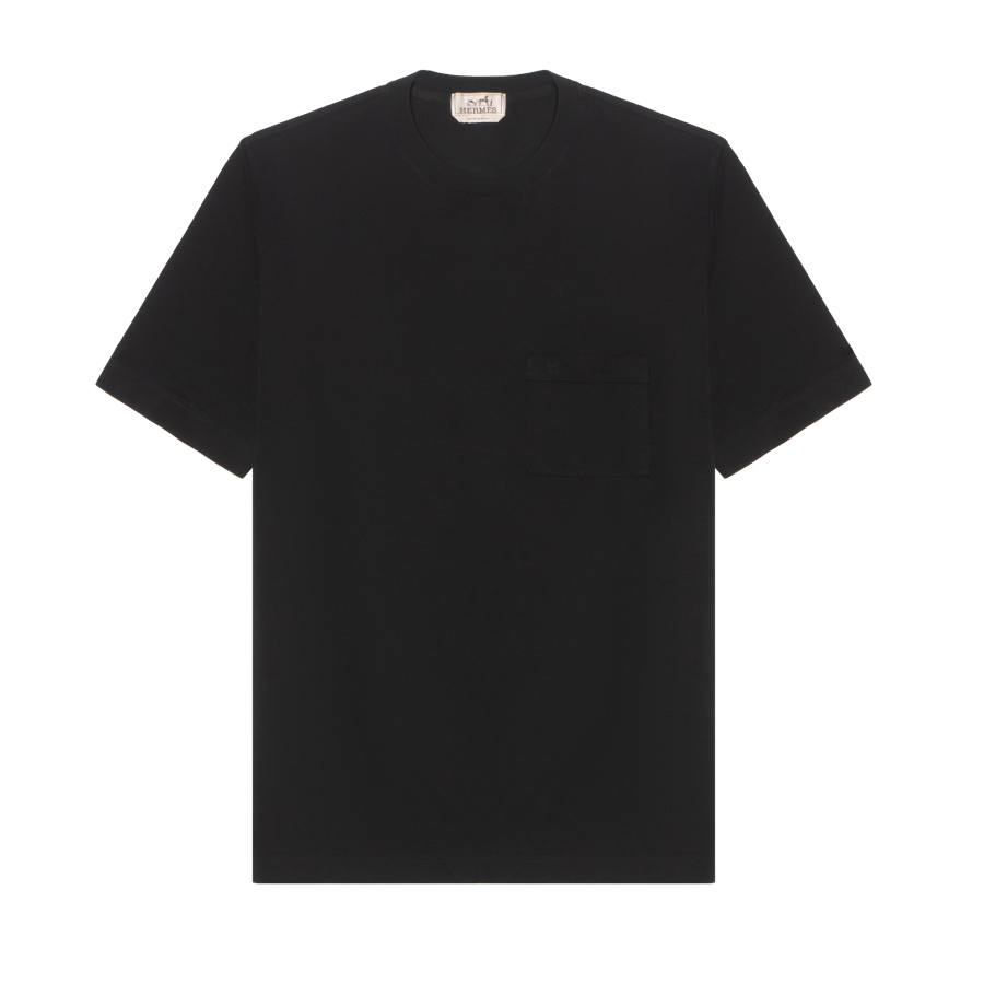 HERMES T Shirts Men's Black Crew Neck Moderate Straight Fit