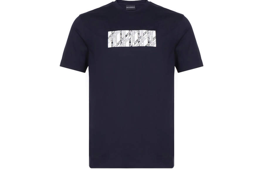 EMPORIO ARMANI T Shirts Men's Dark Blue Crew Neck Moderate Straight Fit