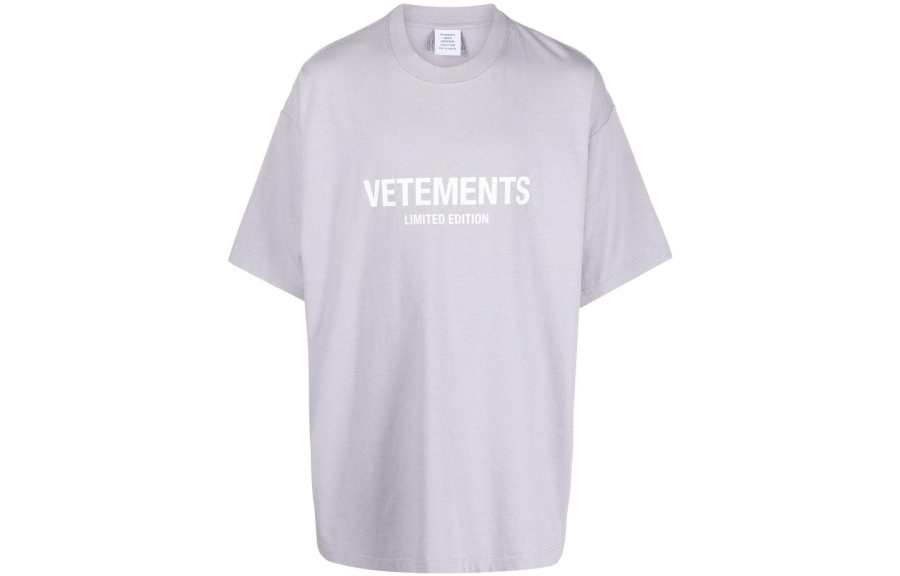 Vetements T Shirts Men's Lavender Purple Crew Neck Moderate