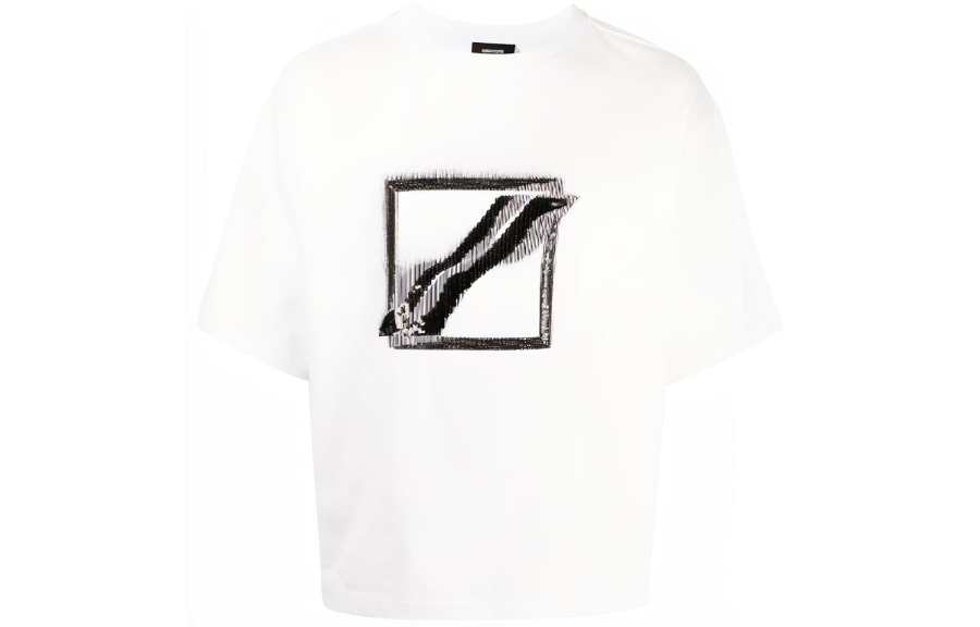 WE11DONE T Shirts Unisex White Crew Neck Moderate Straight Fit