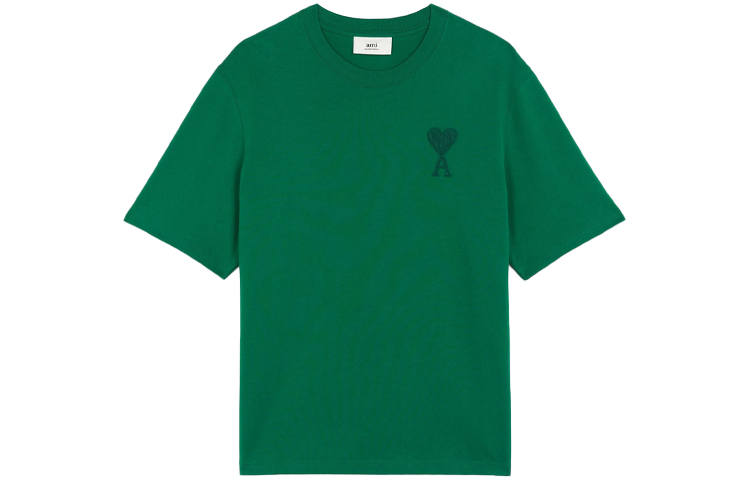 AMIPARIS T Shirts Men's Green Crew Neck Moderate Straight Fit