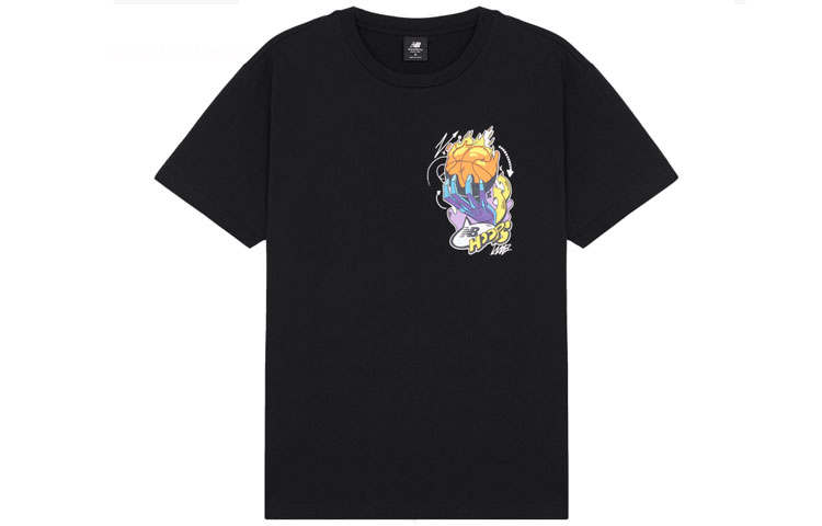 New Balance New Balance T Shirts Men's Black Crew Neck Moderate Straight Fit