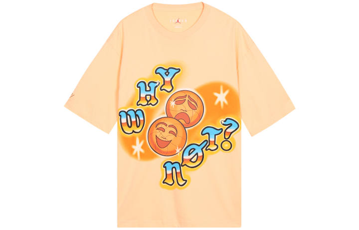 Jordan Jordan 'Why Not' T Shirts Men's Orange Crew Neck Moderate Straight Fit
