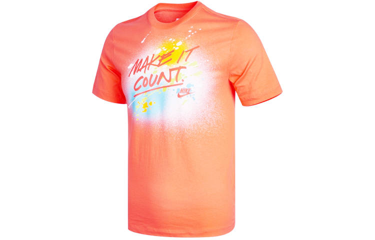 Nike Nike T Shirts Men's Orange Crew Neck Moderate Straight Fit