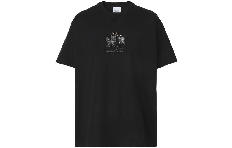 Burberry Embroidered Deer Cotton Oversized T Shirt