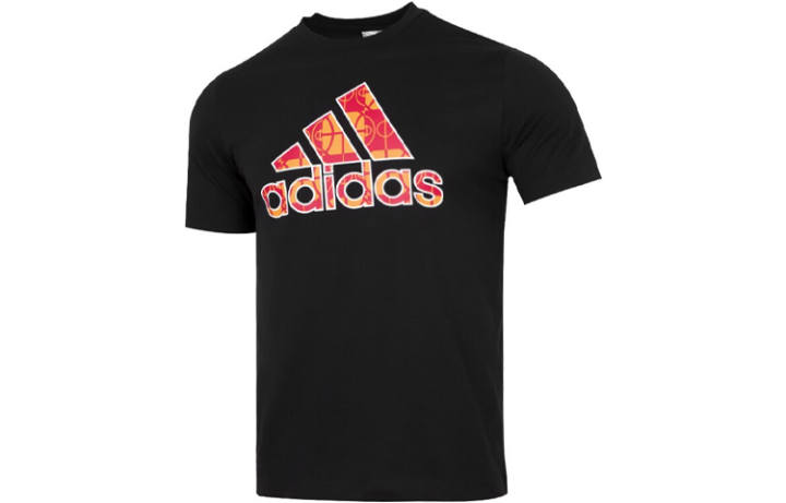 Adidas Adidas T Shirts Men's Black Crew Neck Moderate Straight Fit