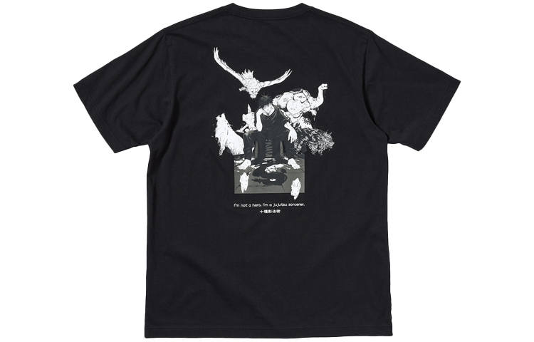 UNIQLO T Shirts Unisex Black Crew Neck Moderate Straight Fit