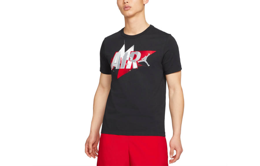 Jordan Jordan T Shirts Men's Black Crew Neck Moderate Straight Fit