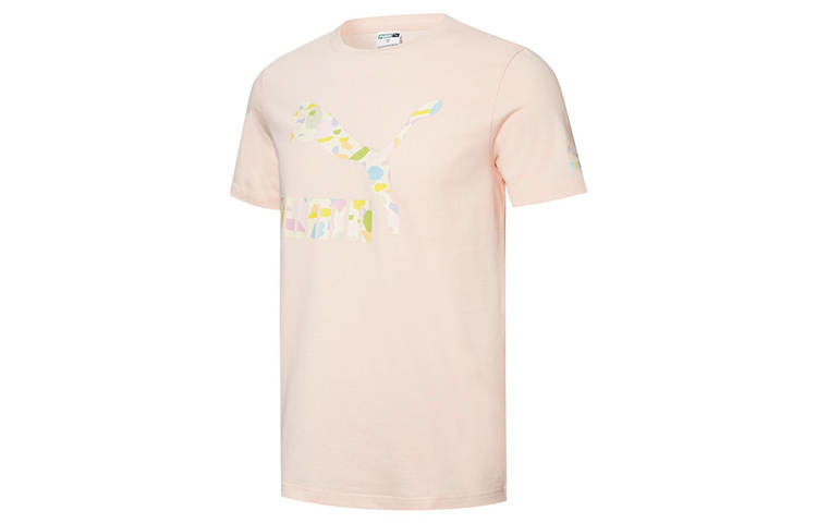 PUMA T Shirts Unisex Light Pink Crew Neck Moderate Straight Fit