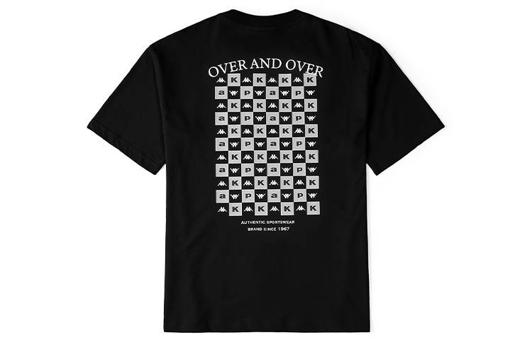 Kappa Checkerboard Collection T Shirts Unisex Crew Neck Moderate Straight Fit