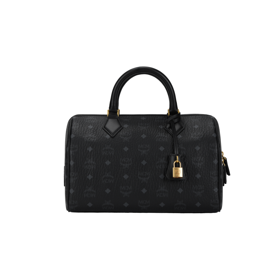 MCM Canvas With Leather Boston Bag, Handbag, Shoulder Bag, Crossbody Bag, Travel Bag Women's