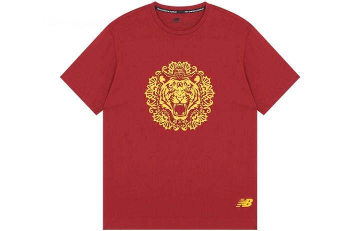 New Balance New Balance T Shirts Men's Red Crew Neck Moderate Straight Fit