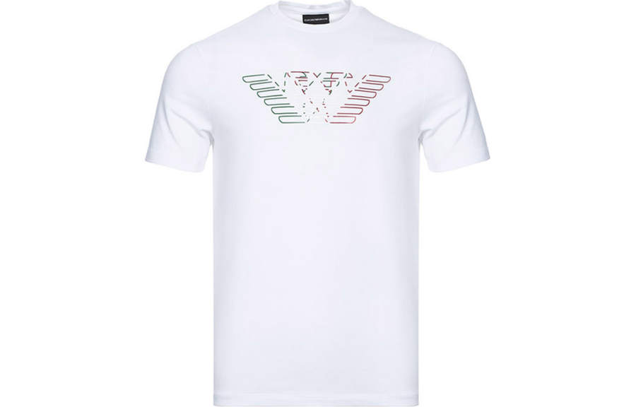 EMPORIO ARMANI T Shirts Men's White Crew Neck Moderate Straight Fit