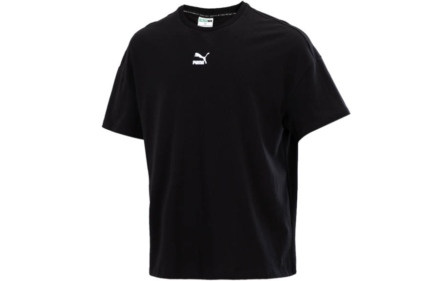 PUMA T Shirts Men's Black Crew Neck Moderate Straight Fit